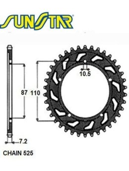 SUNSTAR ZĘBATKA TYLNA 828 49 SUZUKI GSF 400 BANDIT 89-96, 650 07-15 ŁAŃC. 525 82849JT