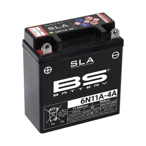 BS AKUMULATOR 6N11A-4A FA 6V 11AH 121X58X130 BEZOBSŁUGOWY -ZALANY 90A 10