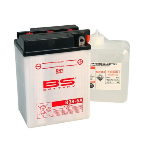 BS AKUMULATOR B38-6A 6V 13AH 119X83X161 OBSŁUGOWY-ELEKTROLIT OSOBNO 4 UE2019 1148