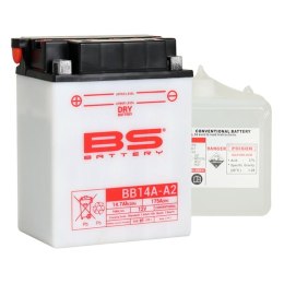 BS AKUMULATOR BB14A-A2 YB14A-A2 12V 14AH 134X89X176 OBSŁUGOWY-ELEKTROLIT OSOBNO 175A 3 UE2019 1148