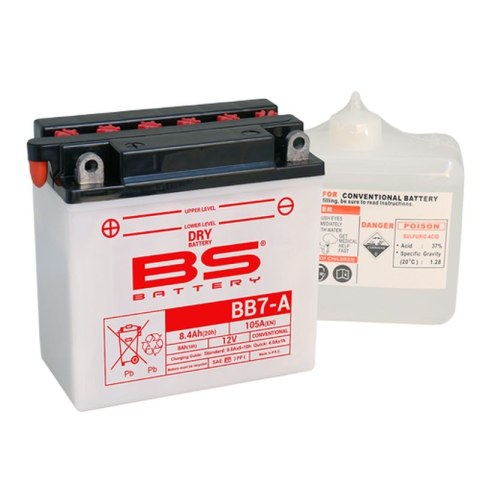BS AKUMULATOR BB7-A 12N7-4A YB7-A 12V 8AH 135X75X133 OBSŁUGOWY -ELEKTROLIT