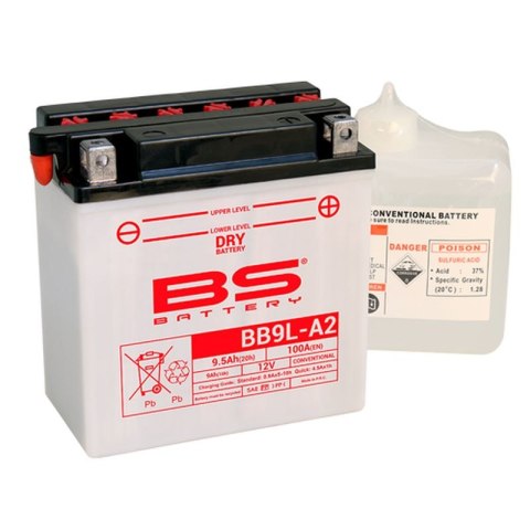 BS AKUMULATOR BB9L-A2 YB9L-A2 12V 9AH 135X75X139 OBSŁUGOWY-ELEKTROLIT OSOBNO 100A 4 UE2019 1148