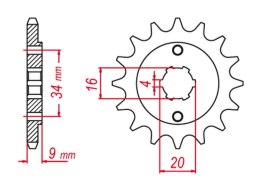 GROSSKOPF ZĘBATKA PRZÓD 2062 15 YAMAHA YFS200 BLASTER 88-06 +2, TT-R230 05-