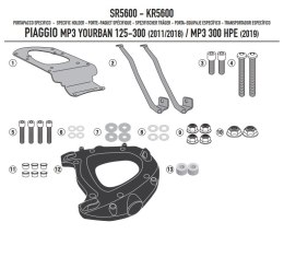 KAPPA STELAŻ KUFRA CENTRALNEGO PIAGGIO MP3 YOURBAN 125/300, HPE 300 11- 21