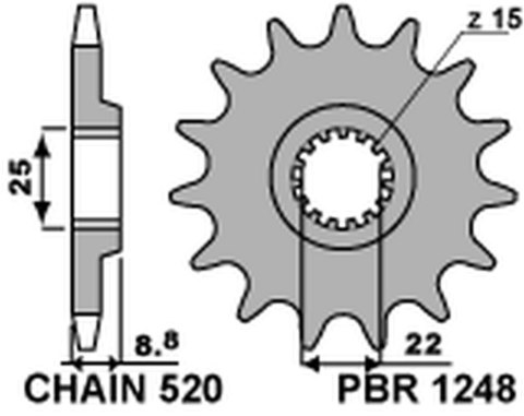 PBR ZĘBATKA PRZÓD 1248 15 18NC KTM SX/EXC 125/150 88- 19 SAMOOCZYSZCZAJĄCA