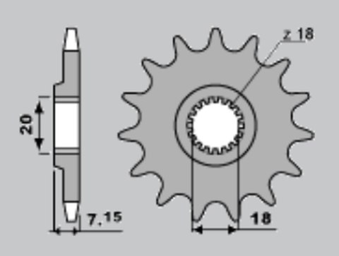 PBR ZĘBATKA PRZEDNIA 432 12 18NC SUZUKI RM 125 '92-'07, RMZ 250 '10-'12