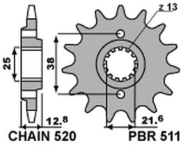 PBR ZĘBATKA PRZEDNIA 511 15 18NC KAWASAKI KLR 650 '90-'17