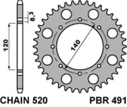 PBR ZĘBATKA TYŁ 491 40 C45 KLE 500 97-07, KLR 650 87-17, W 800 18-20 JTR487.39 520
