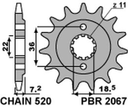 PBR ZĘBATKA PRZÓD 2067 14 18NC HONDA CRF 250L 13-20 JTF1321.14 MOŻNA STOSOW