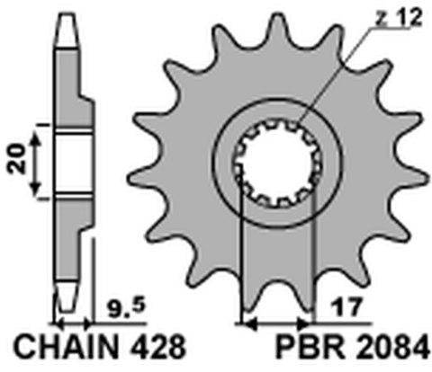 PBR ZĘBATKA PRZEDNIA 2084 12 18NC KTM EXC 50 '96-'03, SX 85 '07-'22