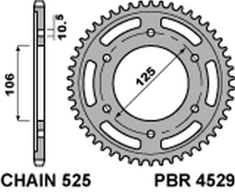 PBR ZĘBATKA TYŁ 4529 48 C45 TRIUMPH 675 DAYTONA/ STREET TRIPLE 06-20, BONNE PBR ZĘBATKA TYŁ 4529 48 C45 TRIUMPH 675 DAYTONA/ STREET TRIPLE 06-20, BONNE