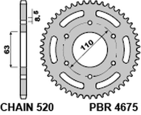 PBR ZĘBATKA TYLNA 4675 44 C45 KTM 125/200 DUKE '14-18, 390 DUKE/RC '13-18 PBR ZĘBATKA TYLNA 4675 44 C45 KTM 125/200 DUKE '14-18, 390 DUKE/RC '13-18