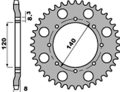 PBR ZĘBATKA TYLNA 506 46 C45 KAWASAKI KLR 600 '84-'90 PBR ZĘBATKA TYLNA 506 46 C45 KAWASAKI KLR 600 '84-'90