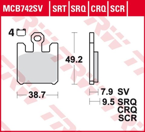 TRW LUCAS ZF KLOCKI HAMULCOWE KH369/4 CARBON RACING KAWASAKI ZX-6RR 600, ZX