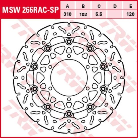 TRW LUCAS ZF TARCZA HAMULCOWA PRZÓD SUZUKI GSX-R 600 08- 16, 750 1000 07- 16 310X102X5,5MM WAVE