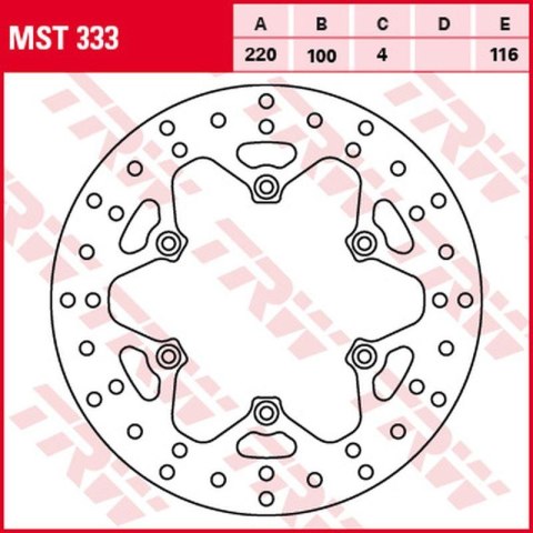 TRW LUCAS ZF TARCZA HAMULCOWA TYŁ KAWASAKI KX 125/250 89- 02, KLX 300R 97- 03, 500 90- 04 220X100X4MM