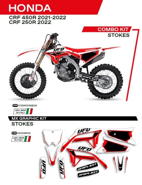UFO KOMPLET NAKLEJEK (OKLEIN) HONDA CRF 250R '22; CRF 450R '21-'22 STOKES KOLOR BIAŁY -