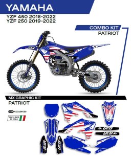 UFO KOMPLET NAKLEJEK (OKLEIN) YAMAHA YZF 250 '19-'22; YZF 450 '18-'22 PATRIOT KOLOR NIEBIESKI -