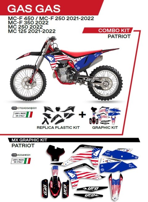 UFO KPL PLASTIKÓW GGKIT702001 PLUS NAKLEJEK GAS MC 125 21-22; 250 22; MCF 2