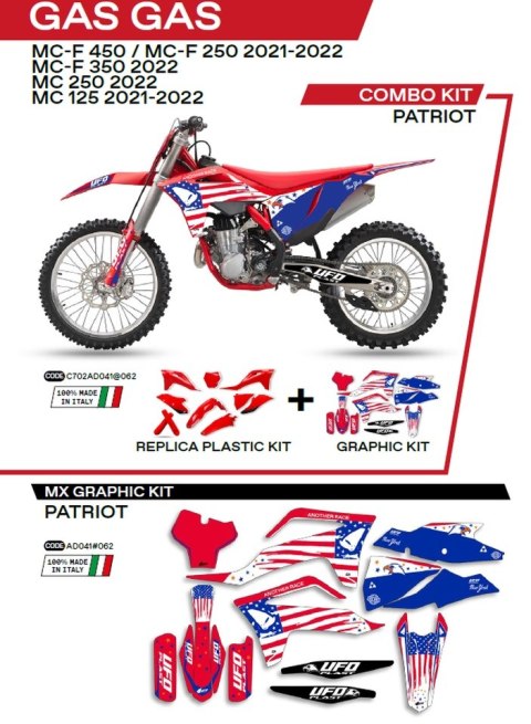 UFO KPL PLASTIKÓW GGKIT702062 PLUS NAKLEJEK GAS MC 125 21-22; 250 22; MCF 2