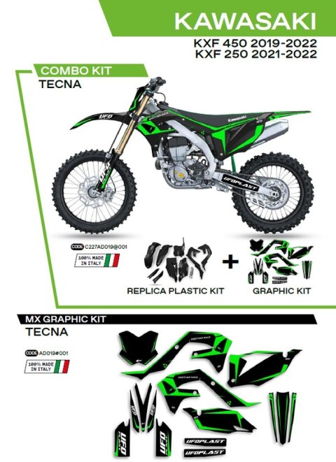 UFO KPL PLASTIKÓW KAKIT227001 PLUS NAKLEJEK KAWASAKI KXF 250 21-22; 450 19-