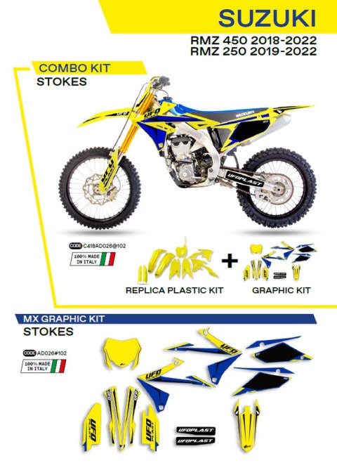 UFO KPL PLASTIKÓW SUKIT418102 PLUS NAKLEJEK SUZUKI RMZ 250 19-22; 450 18-22
