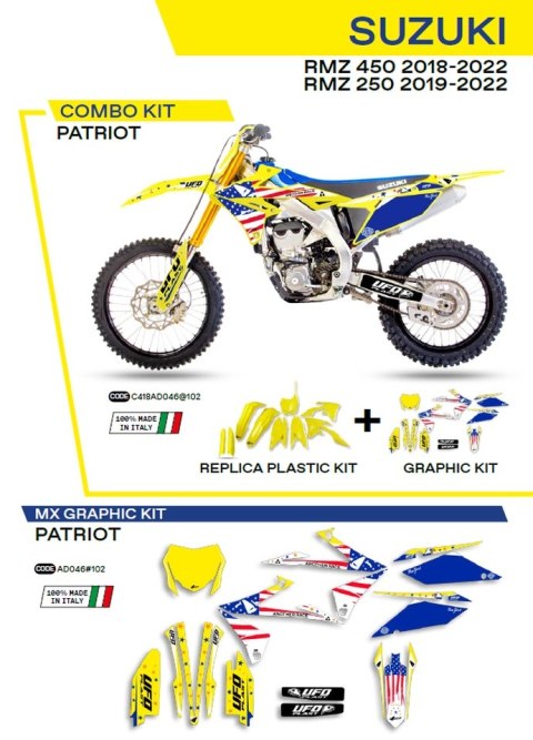 UFO KPL PLASTIKÓW SUKIT418102 PLUS NAKLEJEK SUZUKI RMZ 250 19-22; 450 18-22