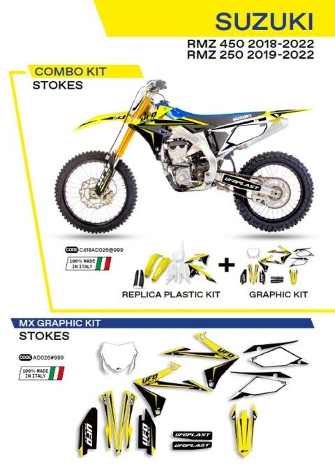 UFO KPL PLASTIKÓW SUKIT418999 PLUS NAKLEJEK SUZUKI RMZ 250 19-22; 450 18-22