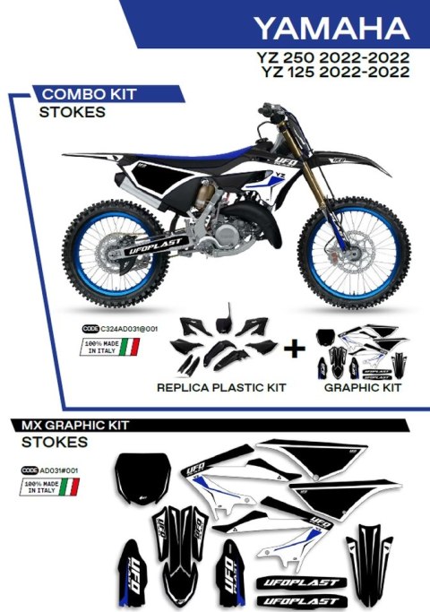 UFO KPL PLASTIKÓW YAKIT324001 PLUS NAKLEJEK YAMAHA YZ 125/250 22 W ZESTAWIE