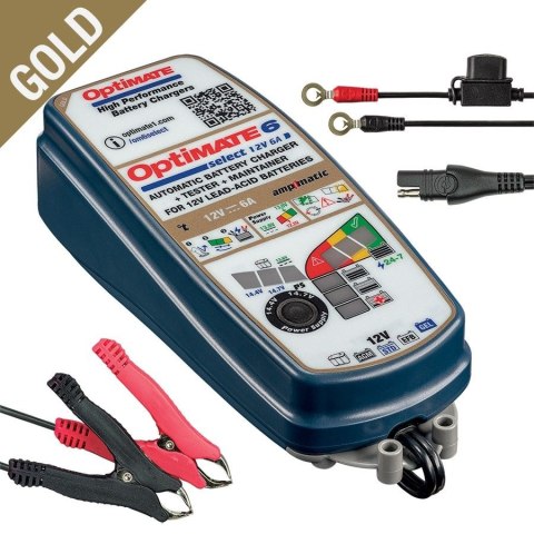 OPTIMATE ŁADOWARKA AKUMULATORÓW 6 SELECT 12V 6A, 3-144AH, AGM GEL STD EFB DEEP CYCLE, SAE EL 12