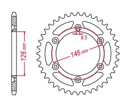 GROSSKOPF ZĘBATKA TYŁ ALU BLACK 808 47 SUZUKI DRZ 400 00-20, RM 125/250, RM
