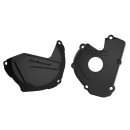 POLISPORT OSŁONY POKRYWY ALTERNATORA I SPRZĘGŁA KAWASKI KX 250F 17-21 BLACK