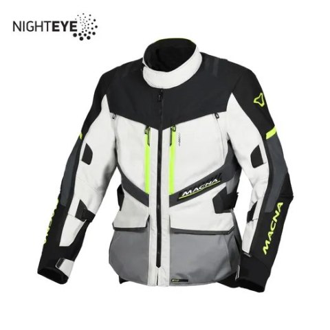 MACNA KURTKA DOMANE MOTORCYCLE JACKET LIGHT GREY/GREY/FLUO YELLOW JASNY GRA