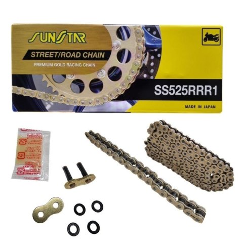 SUNSTAR ŁAŃCUCH NAPĘDOWY 525RRR1-118G 525ZVMXG DO 1100 CCM XW RING KOLOR ZŁOTY 525RRR1118G - ZASTĘPUJE SS525RTG1-118G