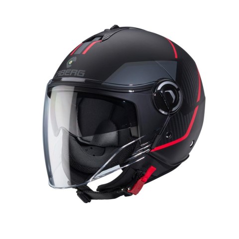 CABERG KASK OTWARTY JET Z BLENDĄ RIVIERA V4X BLACK MAT/RED/SZARY ROZMIAR XS