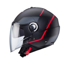 CABERG KASK OTWARTY JET Z BLENDĄ RIVIERA V4X BLACK MAT/RED/SZARY ROZMIAR XS