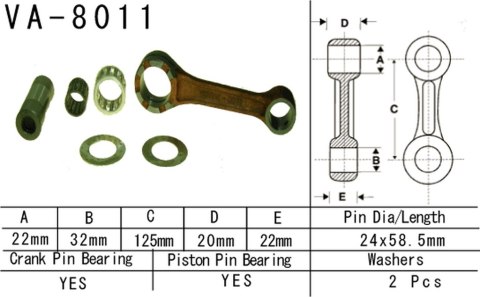 VESRAH KORBOWÓD KAWASAKI KX 250 KX250 78-08, KDX 250 KDX250 91-94 VA8011