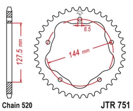 JT ZĘBATKA TYŁ 4320M 40 ALU ERGAL DUCATI MONSTER 800 S2R 05-07, HYPERMOTARD