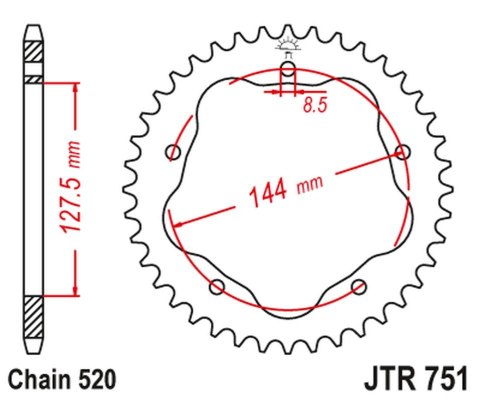 JT ZĘBATKA TYŁ 4320M 40 ALU ERGAL DUCATI MONSTER 800 S2R 05-07, HYPERMOTARD