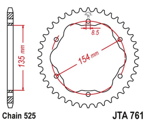 JT ZĘBATKA TYŁ ALU ERGAL DUCATI 1098/R /S 07-09, STREETFIGHTER 1099 09-13,