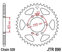JT ZĘBATKA TYLNA 4675 44 KTM 125/200 DUKE 14- 22, 390 DUKE/RC 13- 23 BLACK