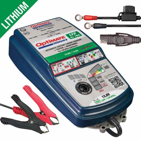 OPTIMATE ŁADOWARKA AKUMULATORÓW LITHIUM 4S 12.8V 13.2V, 10A, 3-120AH, LIFEPO4 LFP, SAE EL