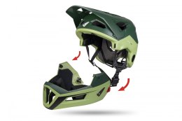 UFO KASK ROWEROWY MTB E-BIKE DEFCON-TWO Z WYPINANĄ SZCZĘKĄ ZIELONY/KHAKI L