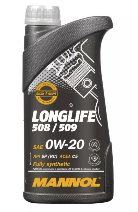 MANNOL 07/2023 OLEJ SILNIKOWY SAMOCHODOWY 0W20 LONGLIFE 508/509 1 LITR MANNOL 07/2023 OLEJ SILNIKOWY SAMOCHODOWY 0W20 LONGLIFE 508/509 1 LITR