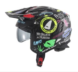 UFO KASK SHERATAN JET/TRIAL Z BLENDĄ PRZECIWSŁONECZNĄ BLACK/MIX APLIKACJI R