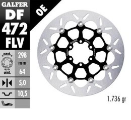 GALFER TARCZA HAMULCOWA PRZÓD TYŁ APRILIA CAGIVA INDIAN MOTO MORINI VICTORY 298X64X5 FLOATING