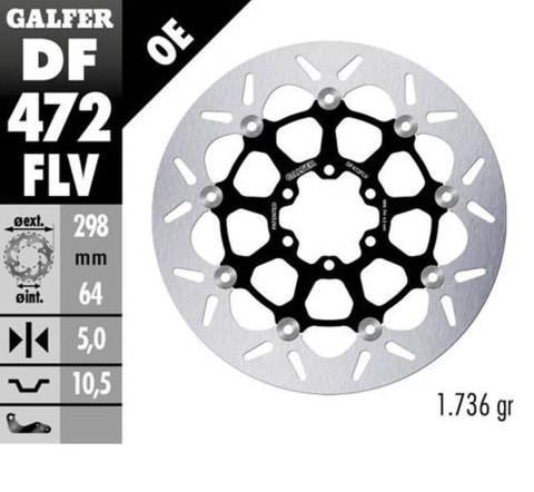 GALFER TARCZA HAMULCOWA PRZÓD TYŁ APRILIA CAGIVA INDIAN MOTO MORINI VICTORY 298X64X5 FLOATING