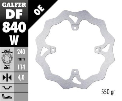 GALFER TARCZA HAMULCOWA TYŁ TM RACING MX 125-530 15-21, EN SMR 450 530 660 15-240X114X4MM 4X6, 25MM WAVE