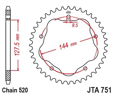 JT ZĘBATKA TYŁ 4320M 43 ALUMINIOWA ERGAL DUCATI MONSTER 800 S2R 05-07, HYPERMOTARD 950 19-23, BIPOSTO 748 S 95-03 ŁAŃ