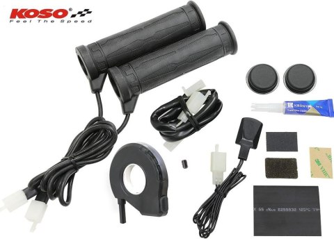 KOSO MANETKI PODGRZEWANE ZE STEROWNIKIEM I PODGRZEWACZEM KCIUKA ATV SKUTER ŚNIEŻNY 22MM + 22MM, 7 8 CALA DŁUGOŚĆ 13